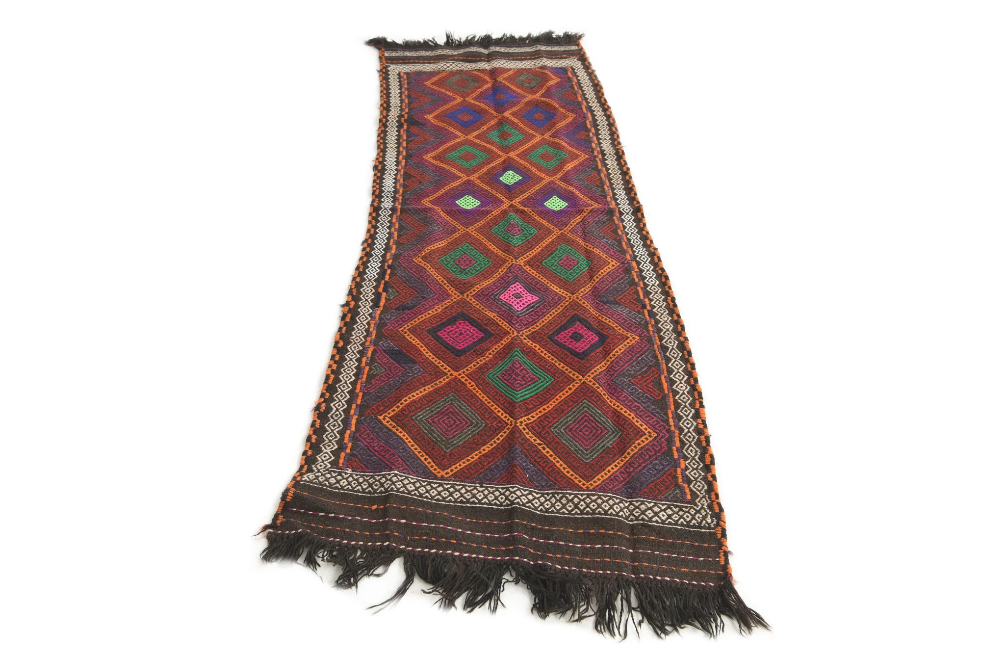 2' 3 x 7' Hand Knotted Kilim Fars Persian Wool Runner Rug