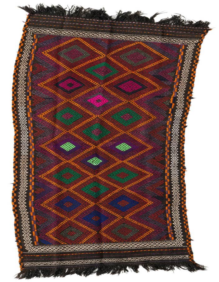 Detail image of 2' 3 x 7' Hand Knotted Kilim Fars Persian Wool Runner Rug