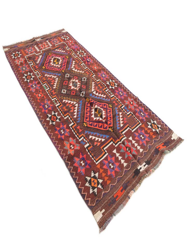 Detail image of 4' 7 x 9' 4  Hand Knotted Kilim Fars Persian Wool Runner Rug