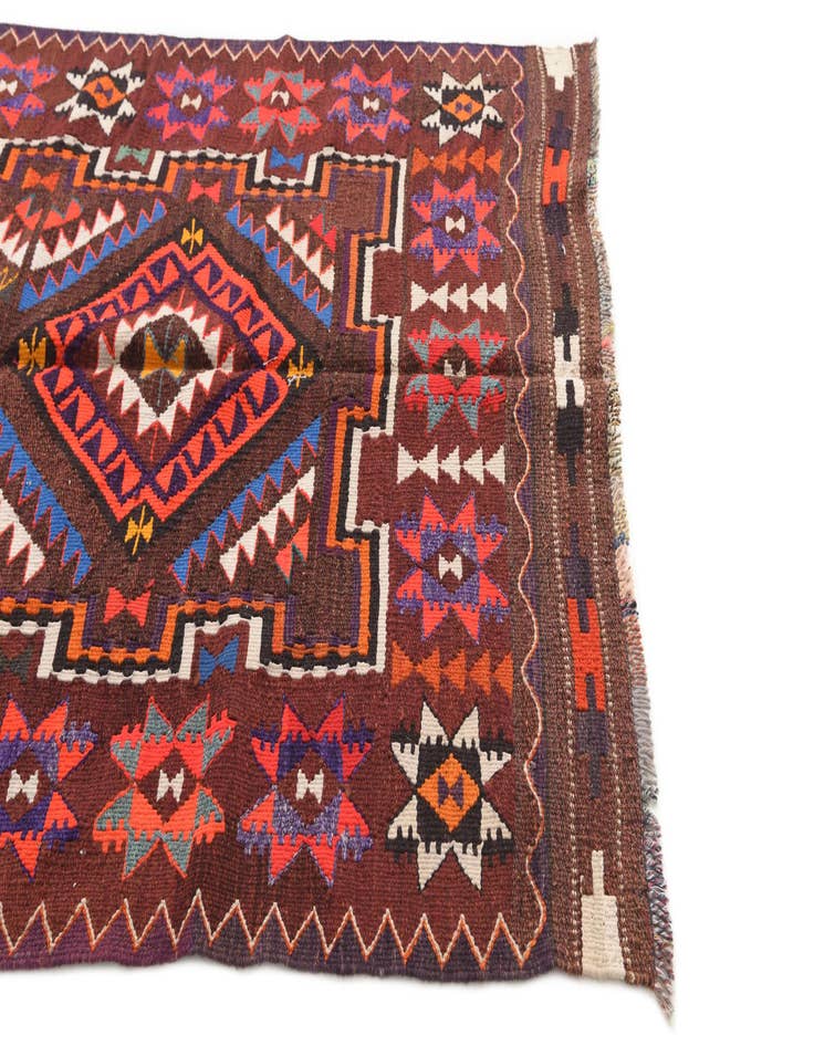 Detail image of 4' 7 x 9' 4  Hand Knotted Kilim Fars Persian Wool Runner Rug