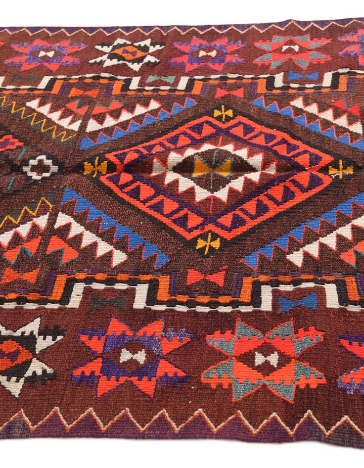 Detail image of 4' 7 x 9' 4  Hand Knotted Kilim Fars Persian Wool Runner Rug