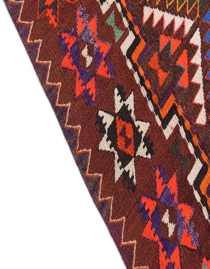 Detail image of 4' 7 x 9' 4  Hand Knotted Kilim Fars Persian Wool Runner Rug