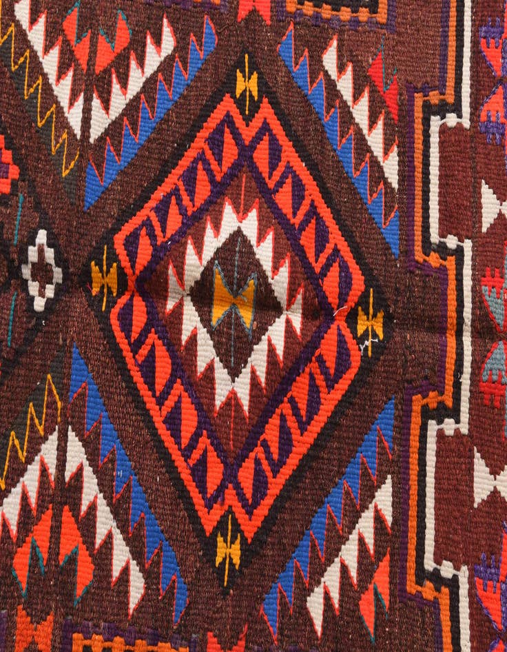 Detail image of 4' 7 x 9' 4  Hand Knotted Kilim Fars Persian Wool Runner Rug