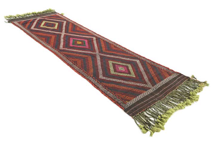 2' 8 x 9' Hand Knotted Kilim Fars Persian Wool Runner Rug