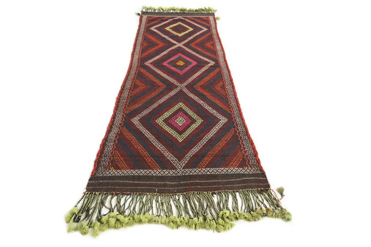 Detail image of 2' 8 x 9' Hand Knotted Kilim Fars Persian Wool Runner Rug