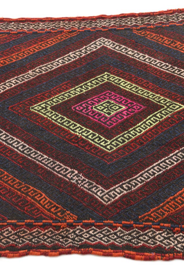 Detail image of 2' 8 x 9' Hand Knotted Kilim Fars Persian Wool Runner Rug