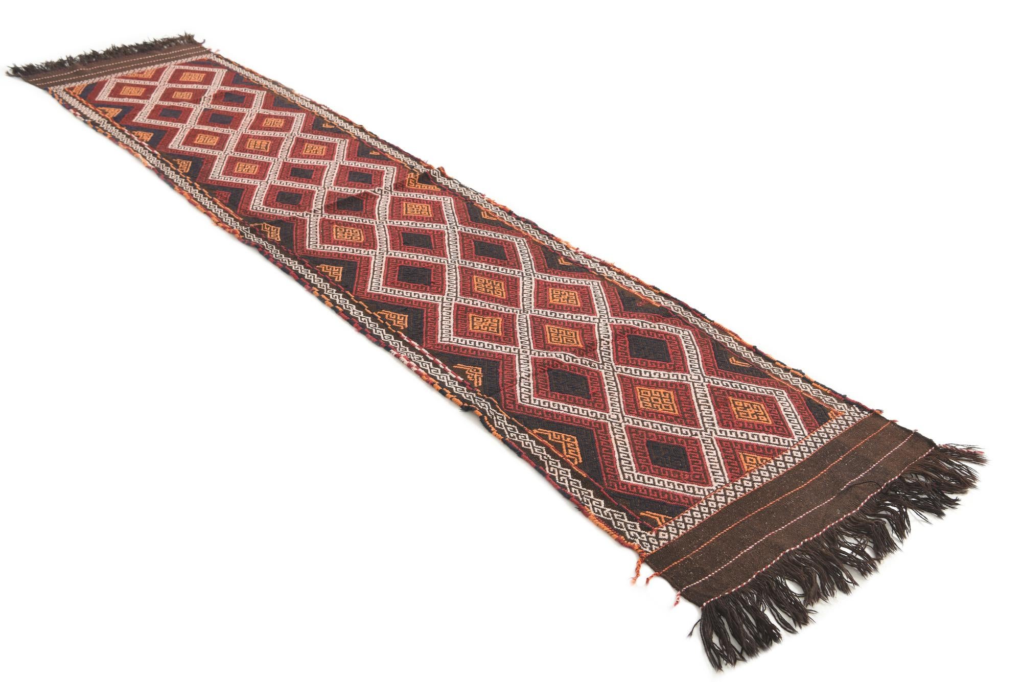 2' 5 x 11' 9 Hand Knotted Kilim Fars Persian Wool Runner Rug