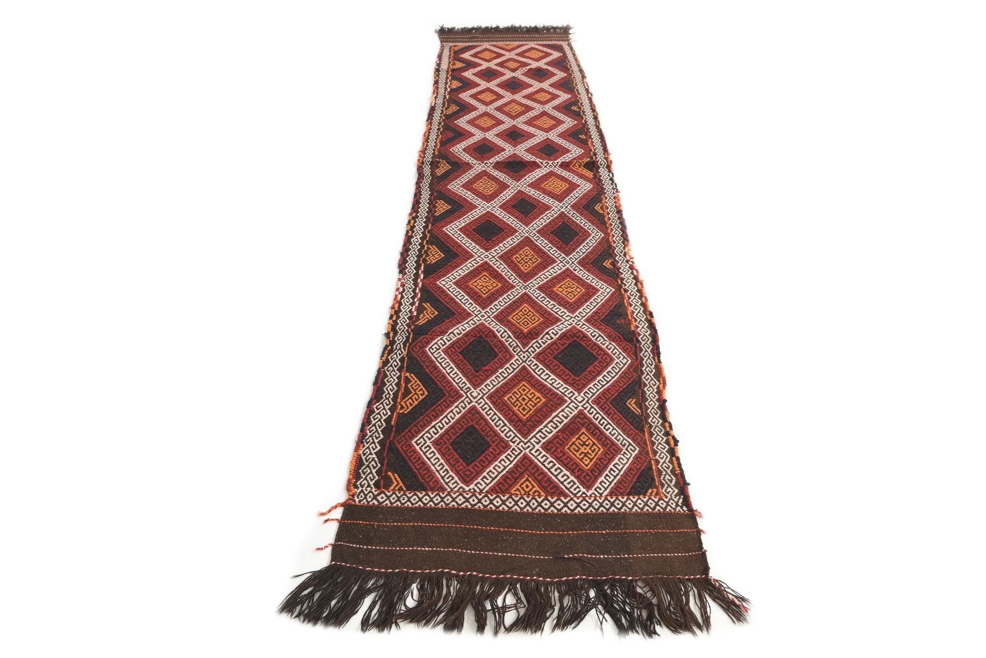 2' 5 x 11' 9 Hand Knotted Kilim Fars Persian Wool Runner Rug