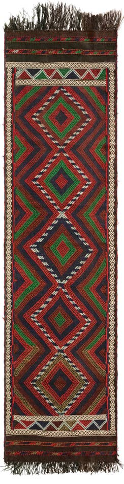 Detail image of 2' 1 x 8' 1 Hand Knotted Kilim Fars Persian Wool Runner Rug