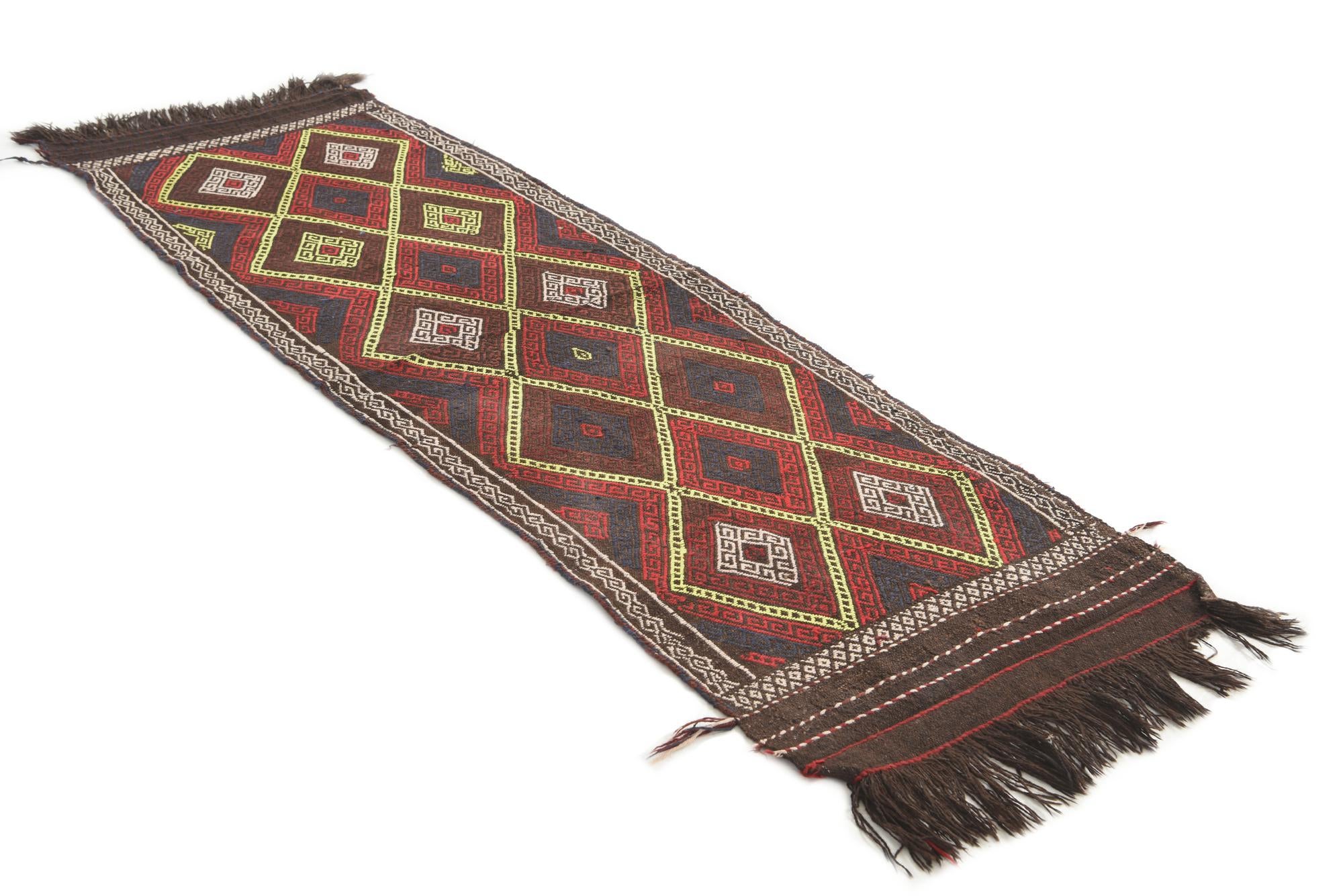 2' 6 x 7' 4 Hand Knotted Kilim Fars Persian Wool Runner Rug