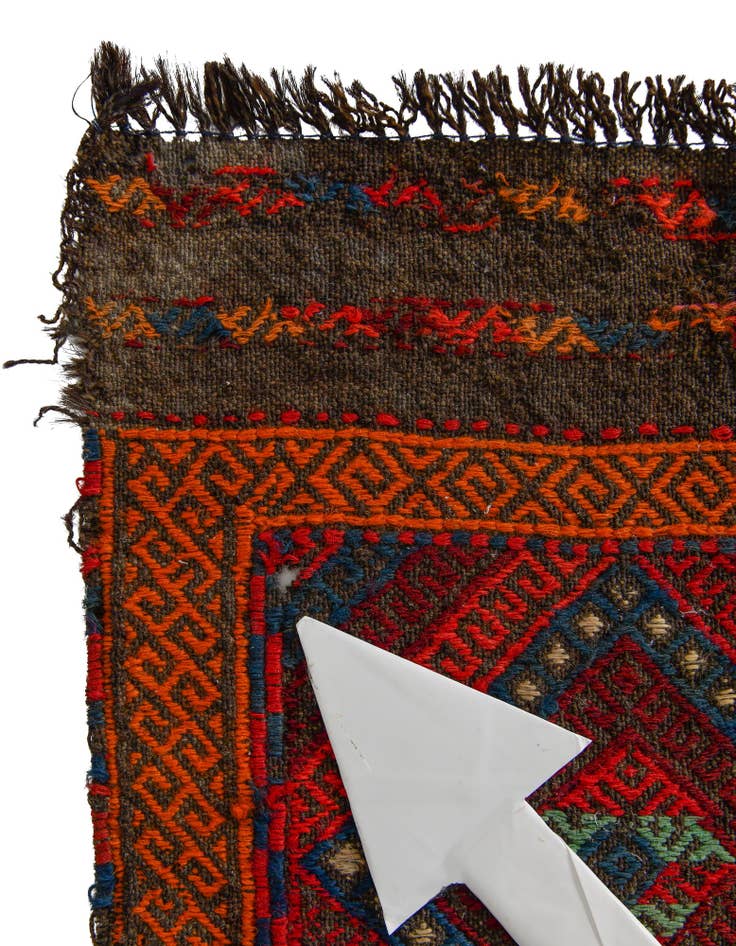 Detail image of 2' 2 x 7' 8 Hand Knotted Kilim Fars Persian Wool Runner Rug