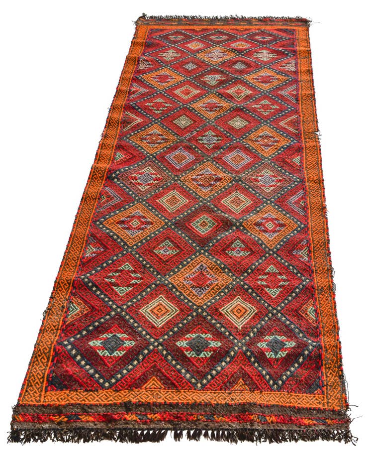 Detail image of 2' 2 x 7' 8 Hand Knotted Kilim Fars Persian Wool Runner Rug