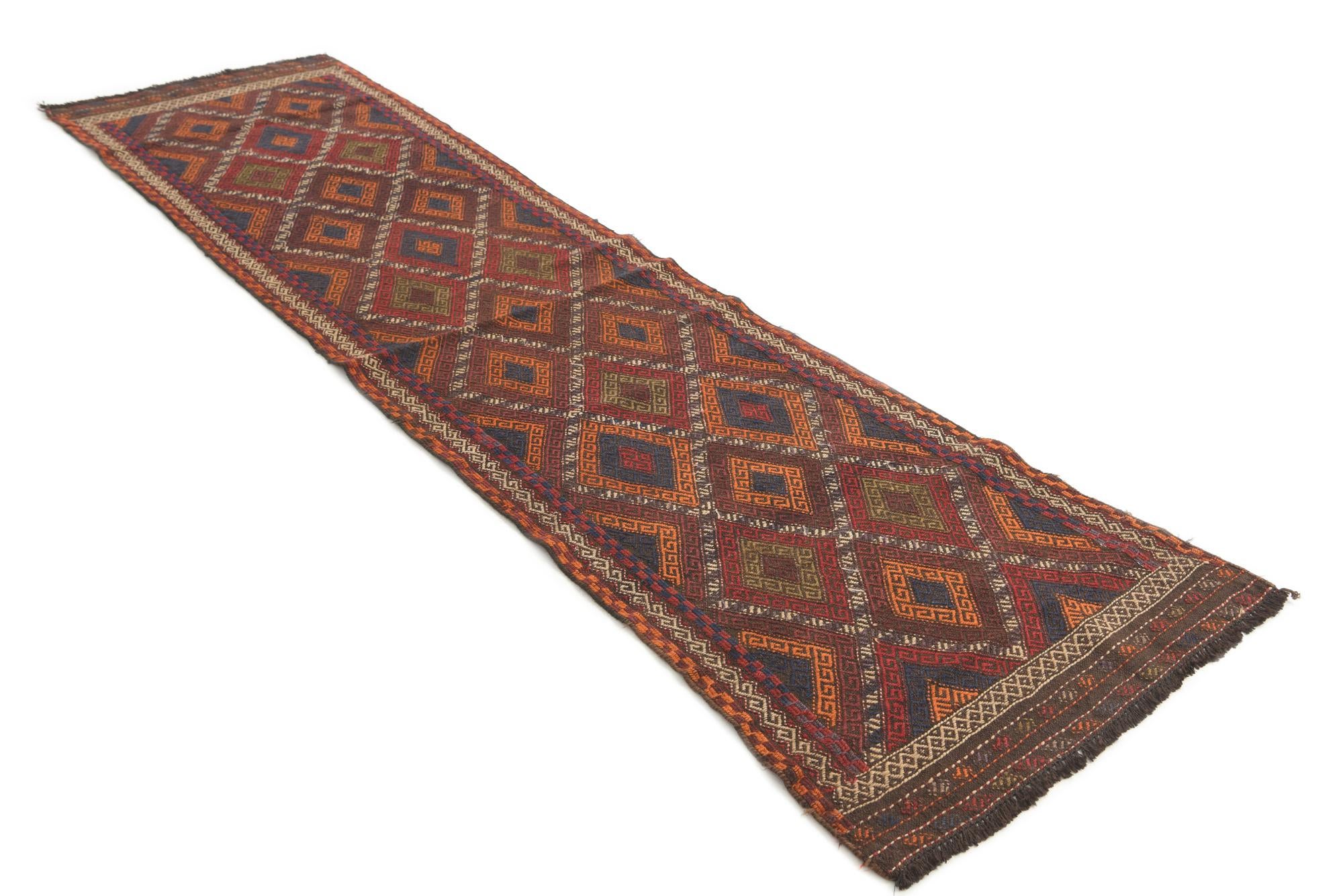 2' 4 x 9' 1 Hand Knotted Kilim Fars Persian Wool Runner Rug