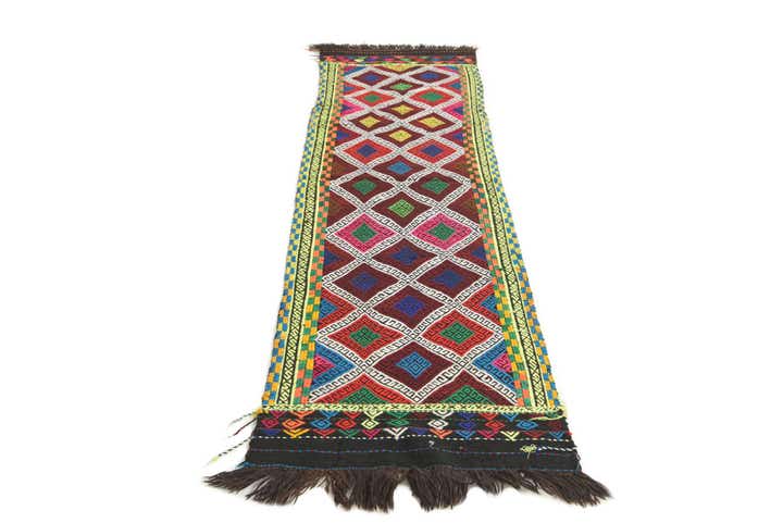 2' 1 x 7' 4 Hand Knotted Kilim Fars Persian Wool Runner Rug