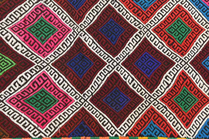 2' 1 x 7' 4 Hand Knotted Kilim Fars Persian Wool Runner Rug