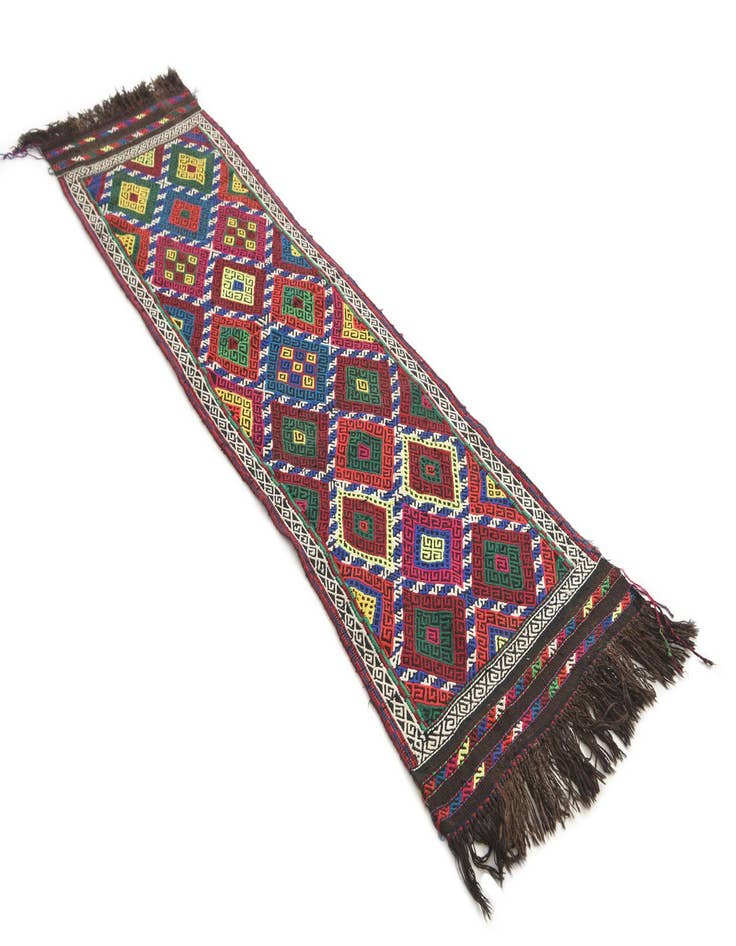 Detail image of 2' x 7' 4 Hand Knotted Kilim Fars Persian Wool Runner Rug