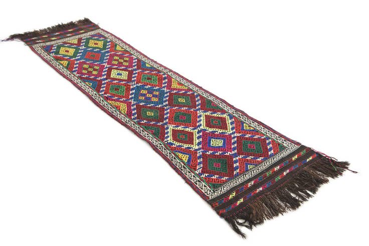 Detail image of 2' x 7' 4 Hand Knotted Kilim Fars Persian Wool Runner Rug