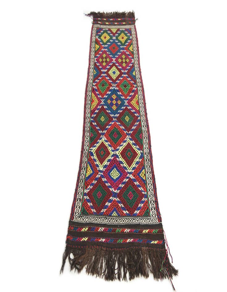 Detail image of 2' x 7' 4 Hand Knotted Kilim Fars Persian Wool Runner Rug