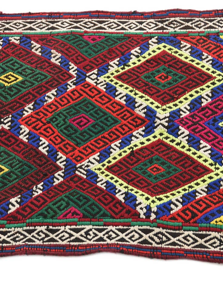 Detail image of 2' x 7' 4 Hand Knotted Kilim Fars Persian Wool Runner Rug