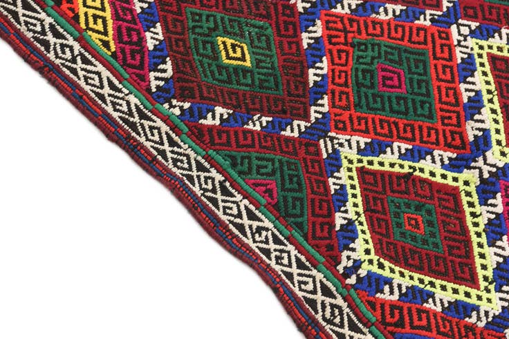 Detail image of 2' x 7' 4 Hand Knotted Kilim Fars Persian Wool Runner Rug
