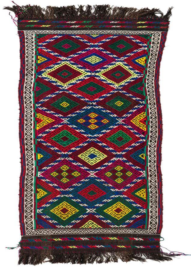 2' x 7' 4 Hand Knotted Kilim Fars Persian Wool Runner Rug