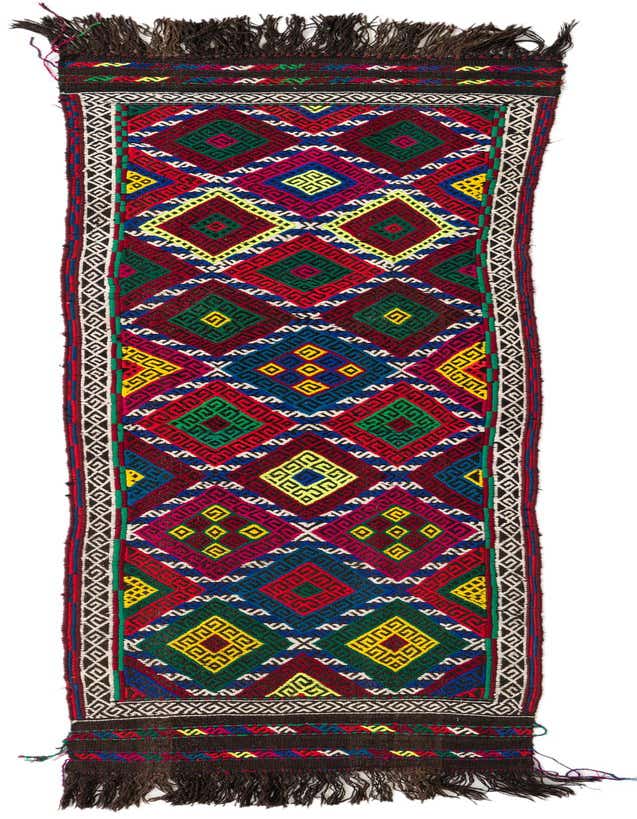 2' x 7' 4 Hand Knotted Kilim Fars Persian Wool Runner Rug