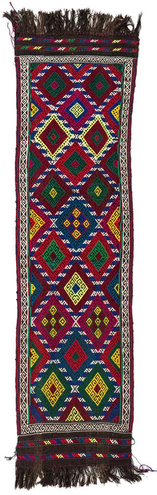 2' x 7' 4 Hand Knotted Kilim Fars Persian Wool Runner Rug