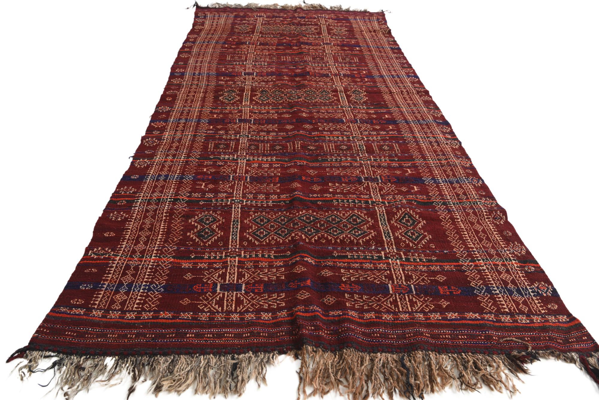 4' 10 x 11' 8 Hand Woven Kilim Fars Wool Runner Rug