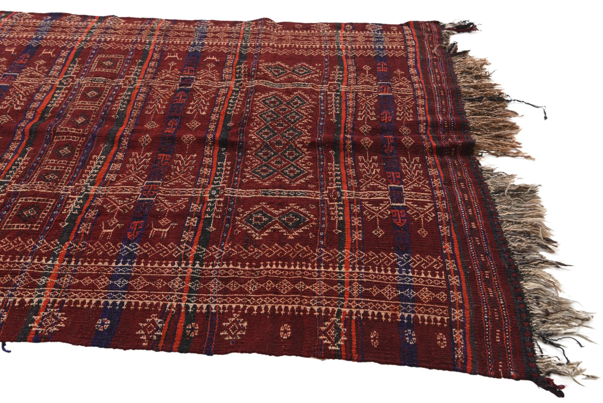 4' 10 x 11' 8 Hand Woven Kilim Fars Wool Runner Rug