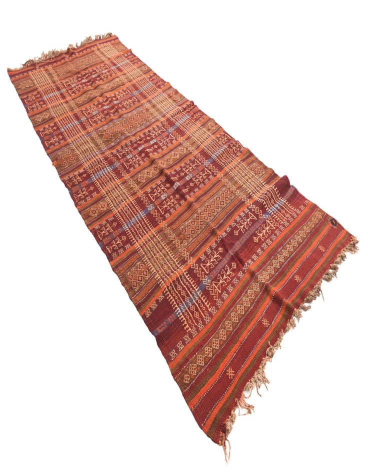 Detail image of 4' 9 x 11' 2  Hand Woven Kilim Fars Wool Runner Rug