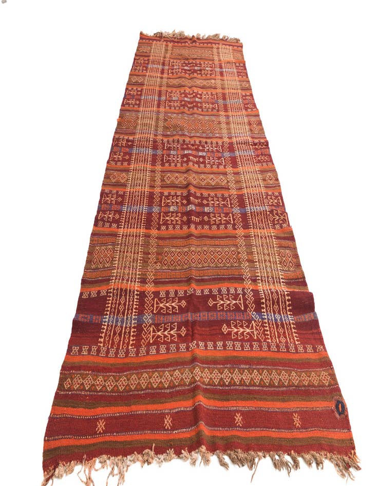 Detail image of 4' 9 x 11' 2  Hand Woven Kilim Fars Wool Runner Rug