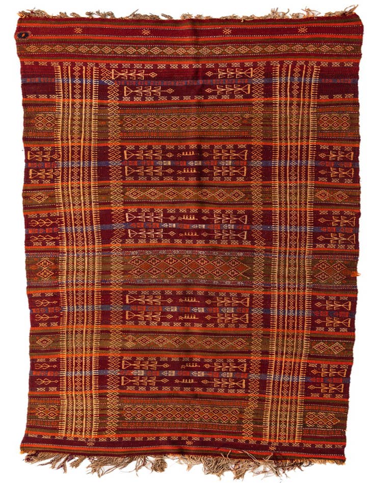 Detail image of 4' 9 x 11' 2 Hand Woven Kilim Fars Wool Runner Rug