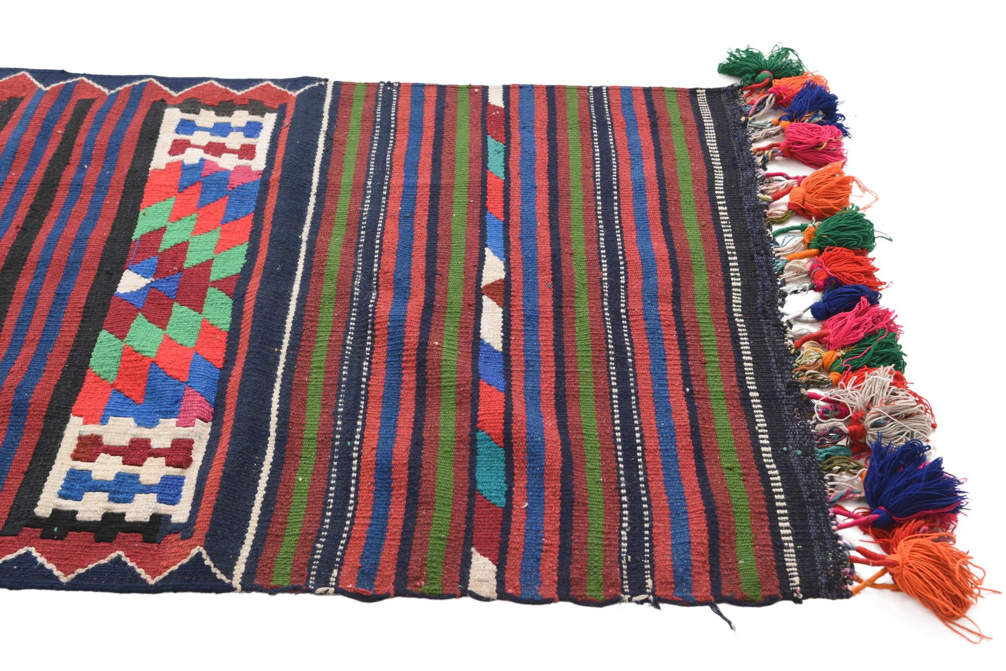 3' x 12' 2 Hand Woven Kilim Fars Wool Runner Rug