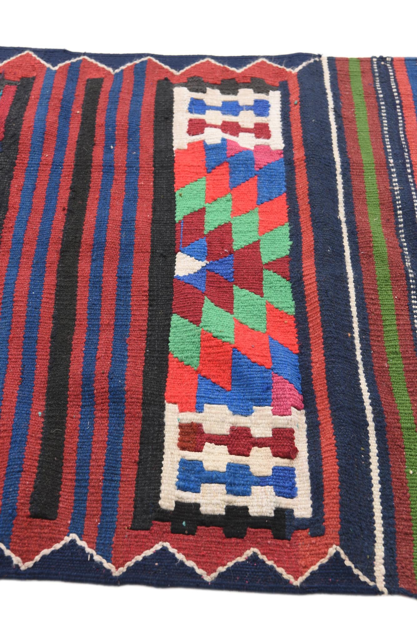 3' x 12' 2 Hand Woven Kilim Fars Wool Runner Rug