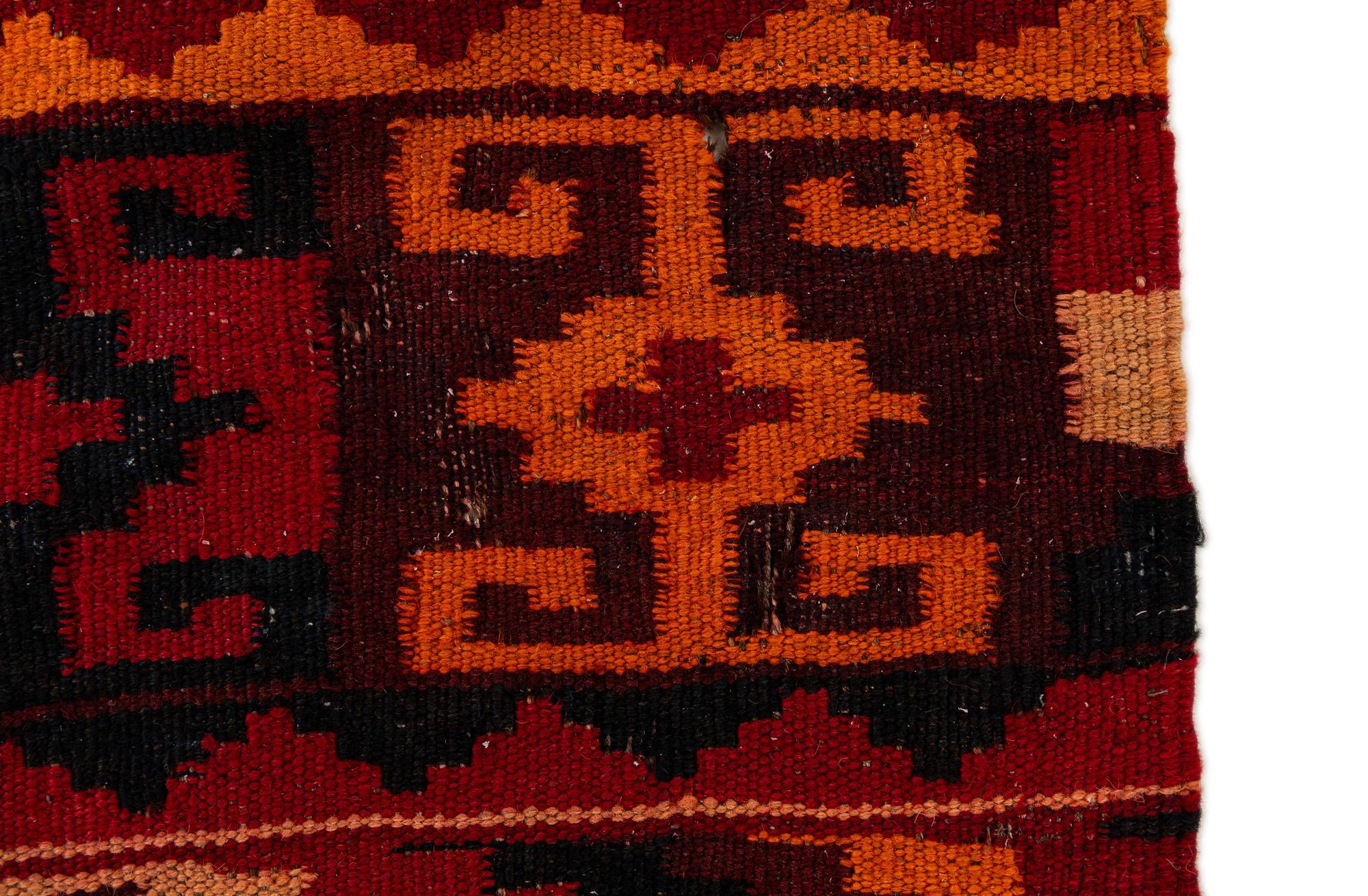 135cm x 425cm Hand Woven Kilim Fars Wool Runner Rug