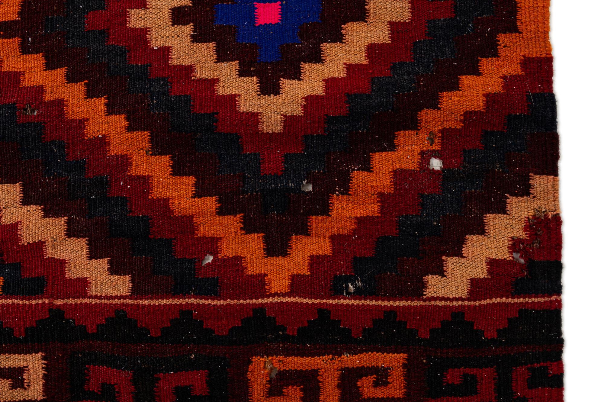 135cm x 425cm Hand Woven Kilim Fars Wool Runner Rug