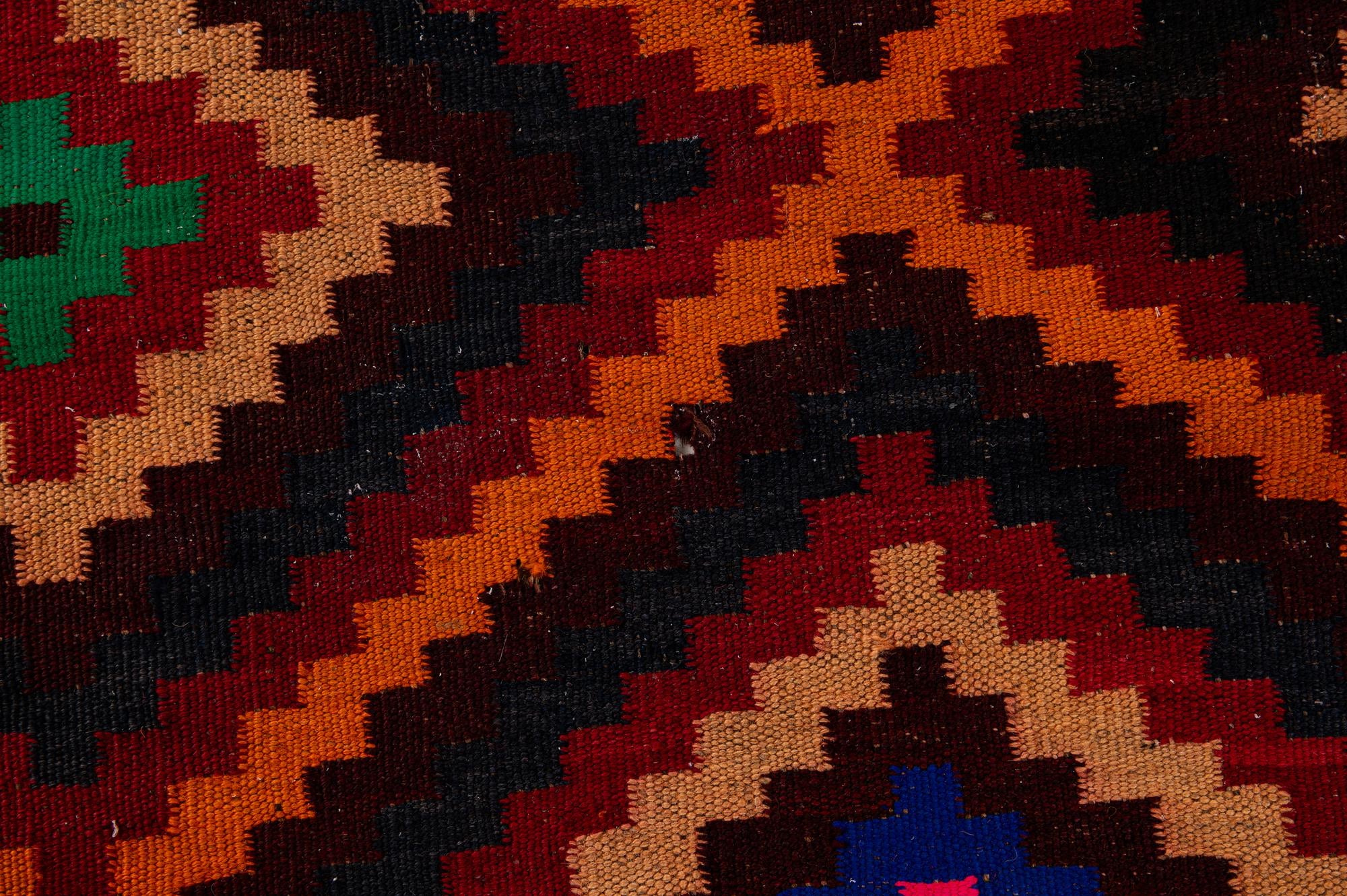 135cm x 425cm Hand Woven Kilim Fars Wool Runner Rug