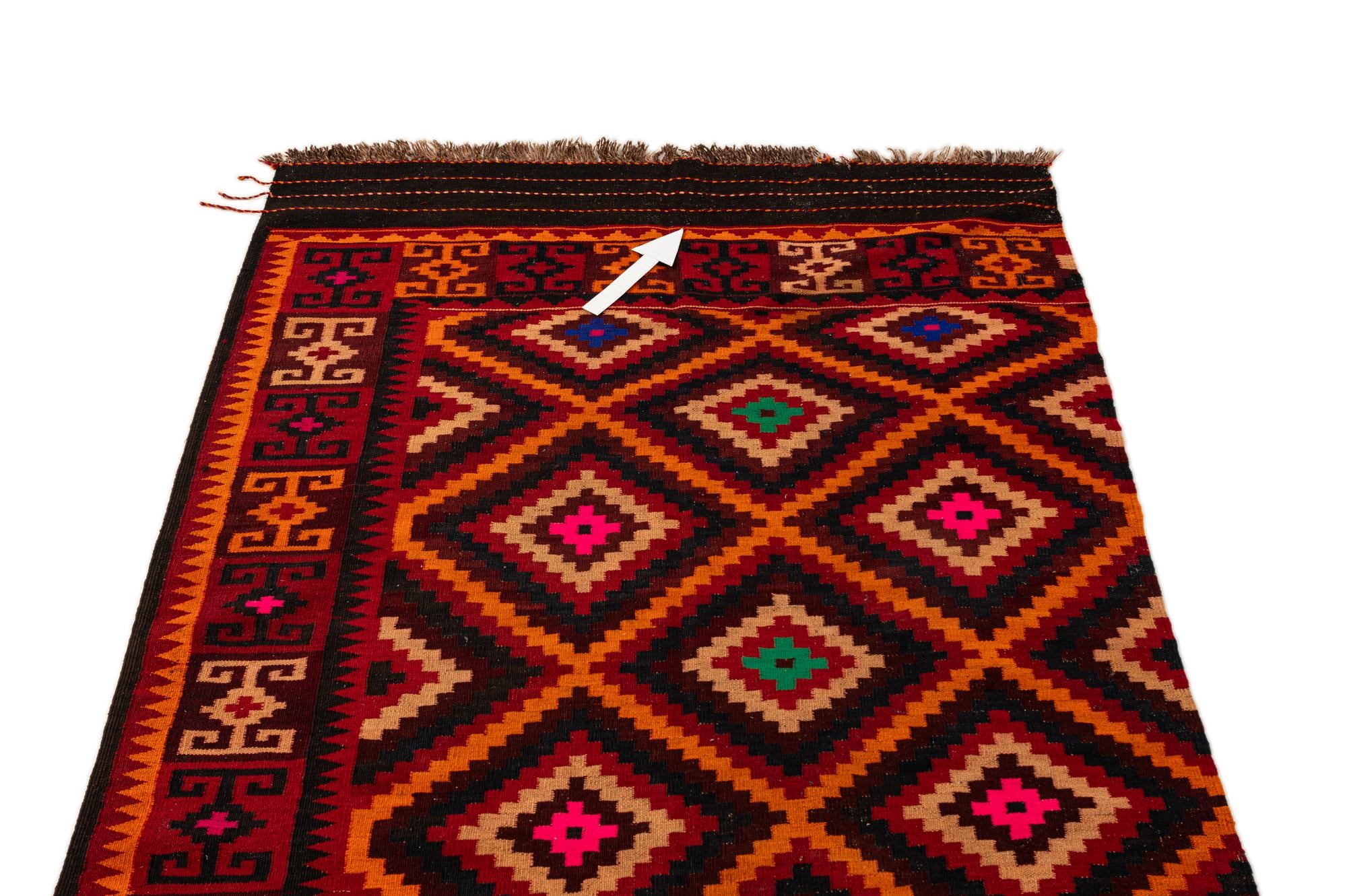 135cm x 425cm Hand Woven Kilim Fars Wool Runner Rug