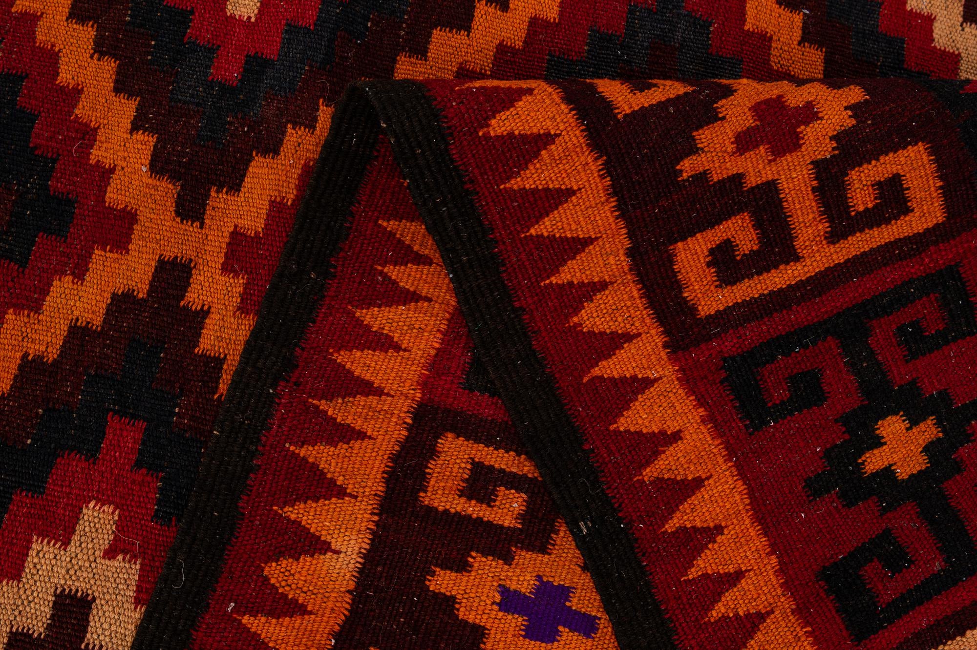 135cm x 425cm Hand Woven Kilim Fars Wool Runner Rug