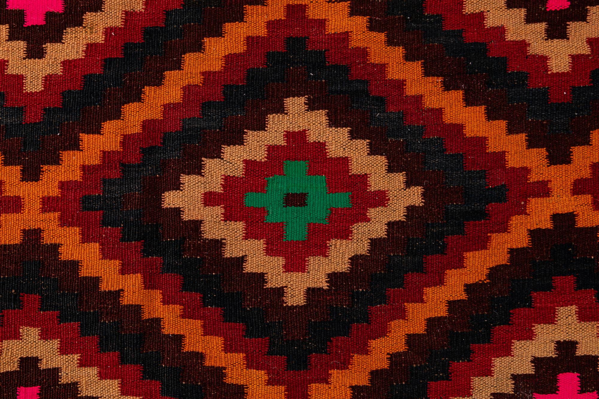 135cm x 425cm Hand Woven Kilim Fars Wool Runner Rug