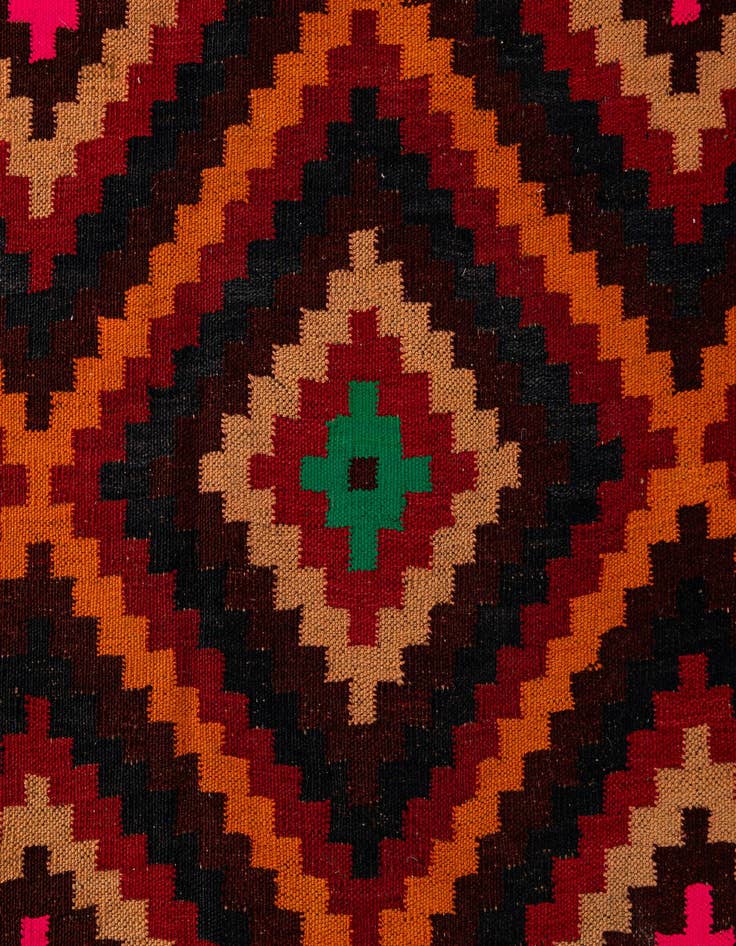 Detail image of 4' 6 x 14'  Hand Woven Kilim Fars Wool Runner Rug