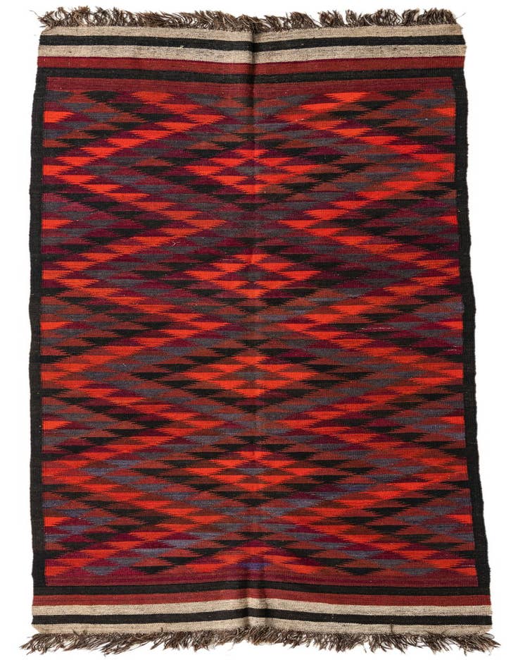 Detail image of 4' 7 x 11' 10 Hand Woven Kilim Fars Wool Runner Rug