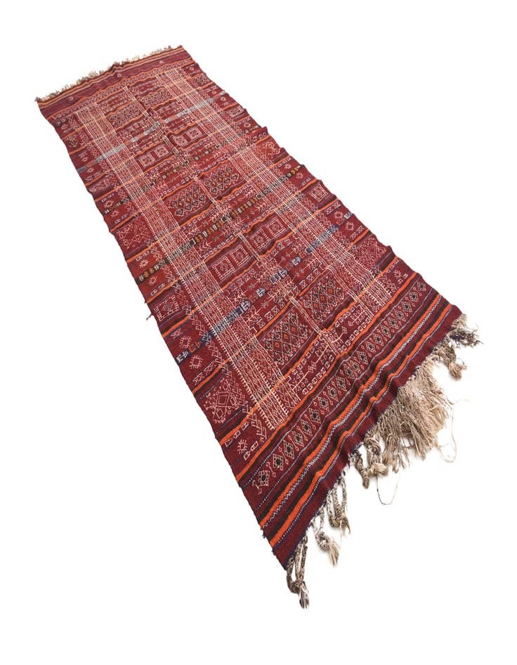 Detail image of 4' 5 x 11'  Hand Woven Kilim Fars Wool Runner Rug