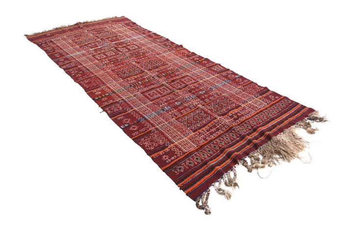 4' 5 x 11' Hand Woven Kilim Fars Wool Runner Rug