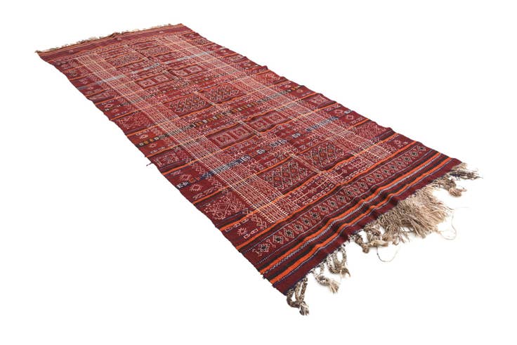 Detail image of 4' 5 x 11' Hand Woven Kilim Fars Wool Runner Rug