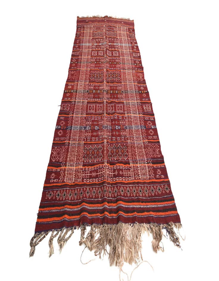 Detail image of 4' 5 x 11'  Hand Woven Kilim Fars Wool Runner Rug