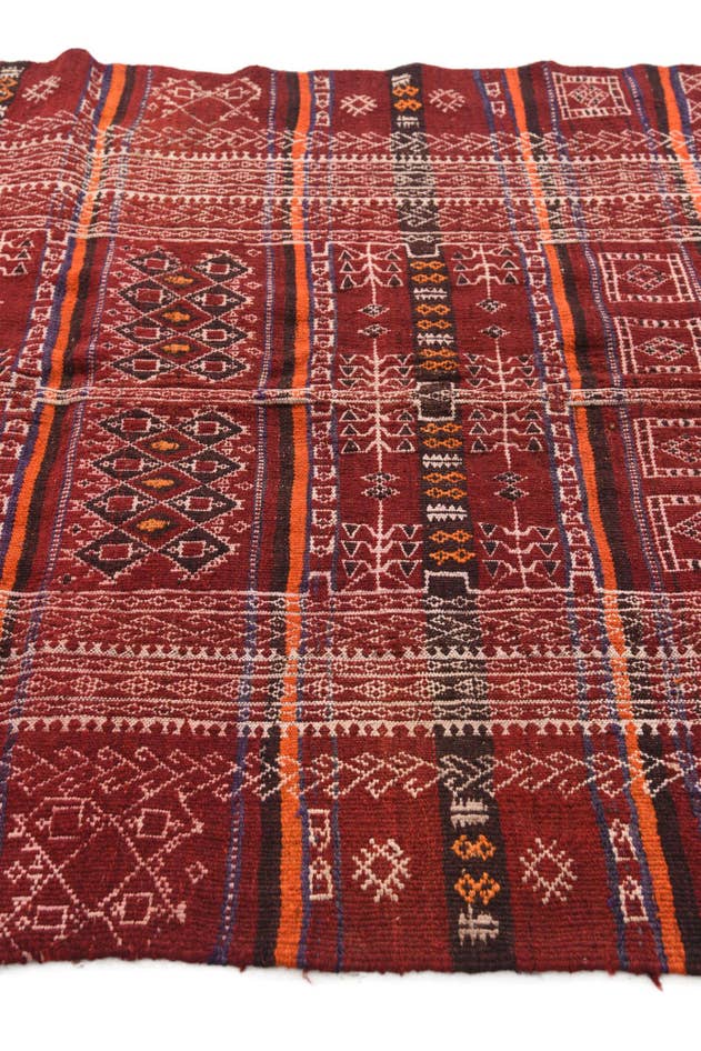 Detail image of 4' 5 x 11' Hand Woven Kilim Fars Wool Runner Rug