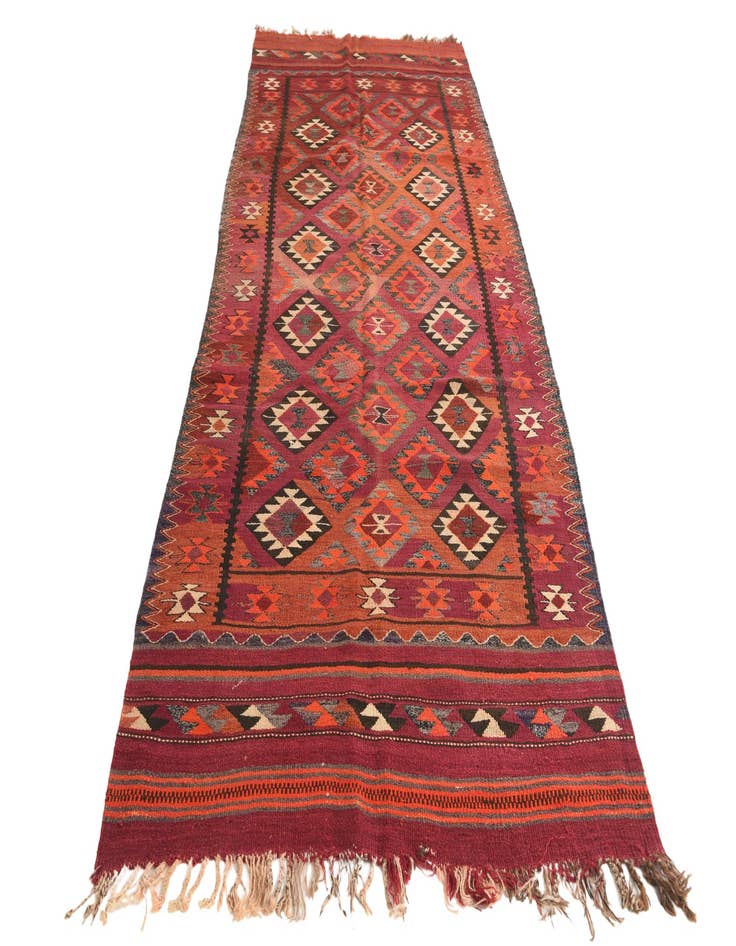 Detail image of 4' 6 x 11' 1  Hand Woven Kilim Fars Wool Runner Rug