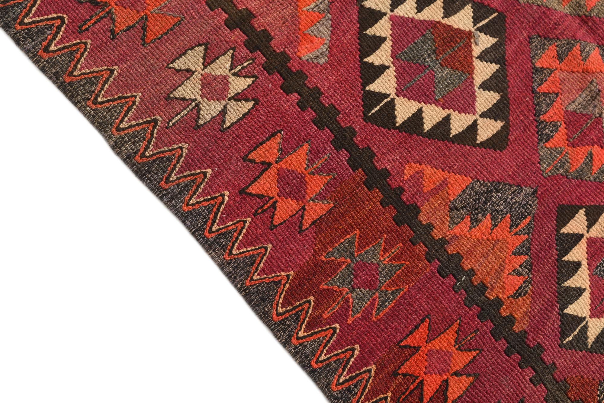 4' 6 x 11' 1 Hand Woven Kilim Fars Wool Runner Rug