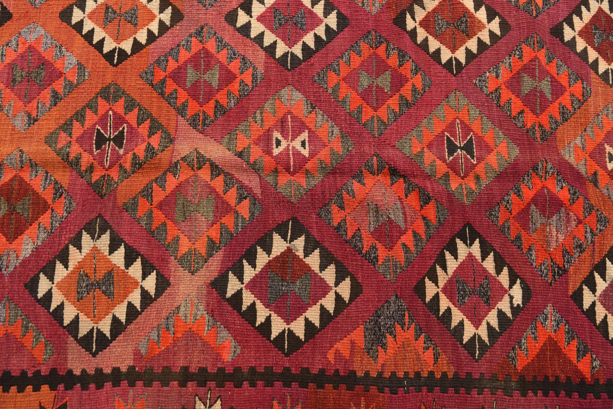 4' 6 x 11' 1 Hand Woven Kilim Fars Wool Runner Rug